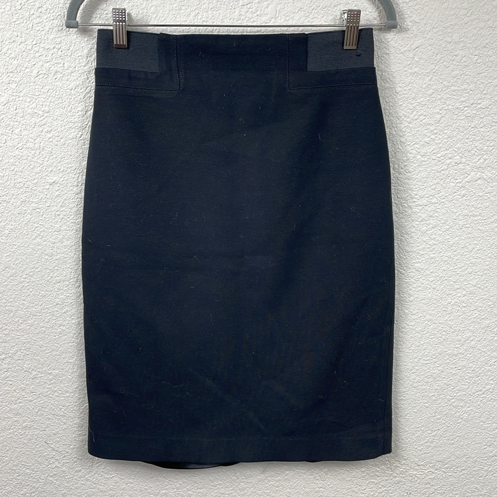 Elie Tahari Stretch Waist Pencil Skirt Black Minimalist Career Sz 6